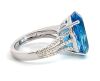 14K White Gold Tiffany Inspired Blue Topaz and Diamond Cocktail Ring - 3