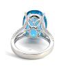 14K White Gold Tiffany Inspired Blue Topaz and Diamond Cocktail Ring - 4