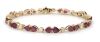 14K Yellow Gold, Ruby and Diamond, Line Bracelet