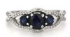 14K White Gold, Blue Sapphire and Diamond, Trilogy Ring