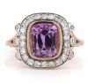 14K Rose/White Gold, Kunzite and Diamond, Halo Ring