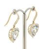 14K Yellow Gold, Aquamarine and Diamond, Heart Shaped Halo Drop Earrings - 2