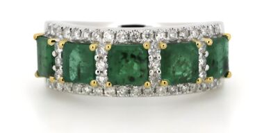 Platinum 950 Emerald and Diamond Ring