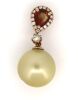 14K Rose Gold, Golden Cultured South Sea Pearl, Orange Sapphire and Diamond, Pendant