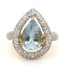 14K Yellow Gold Aquamarine and Diamond Cluster Ring