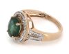 14K Rose Gold, Emerald and Diamond, Antique Style Halo Ring - 2