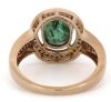 14K Rose Gold, Emerald and Diamond, Antique Style Halo Ring - 3