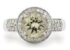 14K White Gold, Heliodor and Diamond, Antique Style Halo Ring