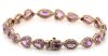 14K Rose Gold, Pink Sapphire and Diamond, Halo Bracelet - 5