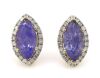 14K Yellow Gold, Tanzanite and Diamond, Marquise Halo Stud Earrings