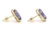 14K Yellow Gold, Tanzanite and Diamond, Marquise Halo Stud Earrings - 2