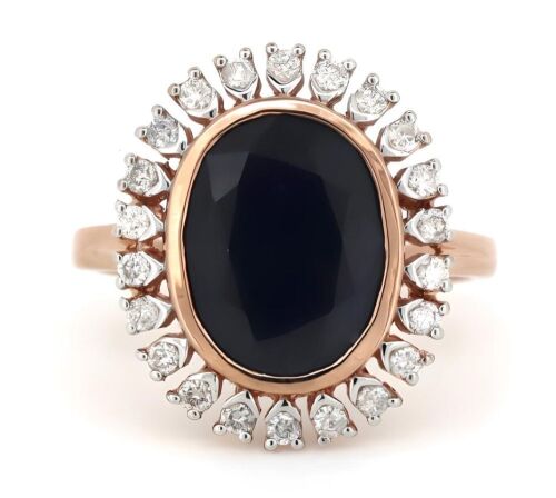 14K Rose Gold, 7.65ct Sapphire and Diamond, Antique Style Ring