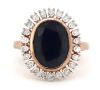 14K Rose Gold, 7.65ct Sapphire and Diamond, Antique Style Ring