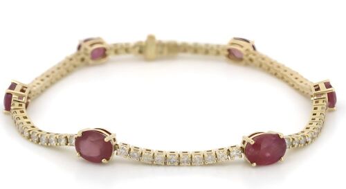 14K Yellow Gold, Ruby and Diamond, Bracelet