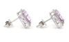 14K White Gold, Kunzite and Diamond, Halo Stud Earrings - 2