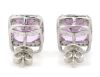 14K White Gold, Kunzite and Diamond, Halo Stud Earrings - 3