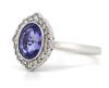 14K White Gold, Tanzanite and Diamond, Antique Style Ring - 2