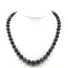 14K Black Gold, Black Cultured Tahitian Pearl and Diamond, Strand Necklace