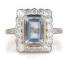 14K Rose Gold, Aquamarine and Diamond, Halo Ring