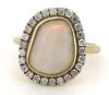 14K Yellow Gold Andamooka Opal and Diamond Halo Ring