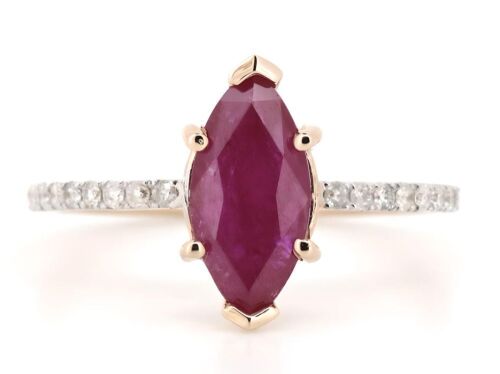 14K Rose Gold, Ruby and Diamond, Classic Dress Ring