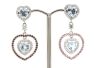 14K White/Yellow Gold, Aquamarine, Pink Sapphire and Diamond, Drop Earrings