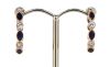 14K Rose Gold, Blue Sapphire and Diamond, Hoop Earrings