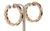 14K Rose Gold, Blue Sapphire and Diamond, Hoop Earrings - 2