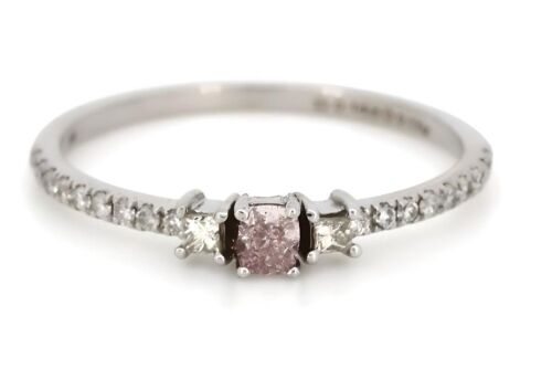 14K White Gold, Pink Diamond, Trilogy Ring