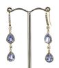 14K Yellow Gold Ceylon Sapphire and Diamond Sheppard Hook Earrings