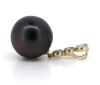 14K Yellow Gold, Black Tahitian Pearl and Diamond, Drop Pendant - 2