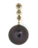 14K Yellow Gold, Black Tahitian Pearl and Diamond, Drop Pendant - 3