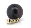 14K Yellow Gold, Black Tahitian Pearl and Diamond, Drop Pendant - 4