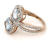 14K Rose Gold, Aquamarine and Diamond, Halo Heart Ring - 2