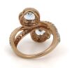 14K Rose Gold, Aquamarine and Diamond, Halo Heart Ring - 3