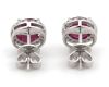 14K White Gold, Ruby and Diamond, Halo Stud Earrings - 3