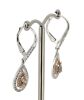 14K White & Rose Gold, Pink Diamond, Halo Drop Earrings - 2