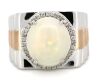 14K White & Rose Gold Coober Pedy Opal and Diamond Halo Gents Ring