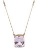 14K Rose Gold, 25.63ct Kunzite and Diamond, Pendant Necklace