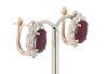 14K Rose Gold, Ruby and Diamond, Floral Style Halo Earrings - 2