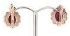 14K Rose Gold, Ruby and Diamond, Floral Style Halo Earrings - 3