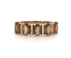 14K Yellow Gold, Orange Sapphire and Diamond, Eternity Ring - 2