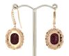 14K Rose/White Gold, Ruby and Diamond, Halo Drop Earrings - 3