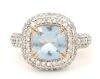 14K Rose Gold, Aquamarine and Diamond, Halo Cluster Ring