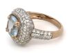 14K Rose Gold, Aquamarine and Diamond, Halo Cluster Ring - 2