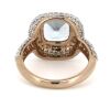 14K Rose Gold, Aquamarine and Diamond, Halo Cluster Ring - 3