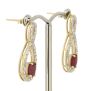 14K Yellow Gold, Ruby and Diamond, Infinity Style Drop Earrings - 2