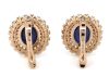 14K Rose Gold, Blue Sapphire and Diamond, Antique Style Halo Earrings - 3