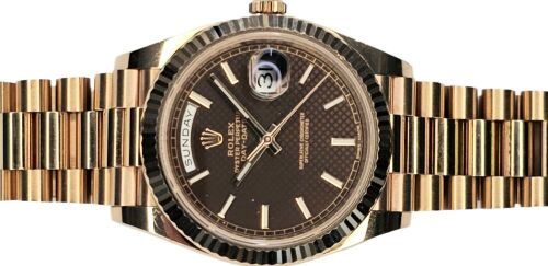 Rolex Day Date 228235 Rose Gold Brown Motif Dial