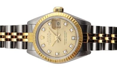 Rolex 69173G Datejust Two Tone Diamond Dial Ladies 26mm 1991 With Papers